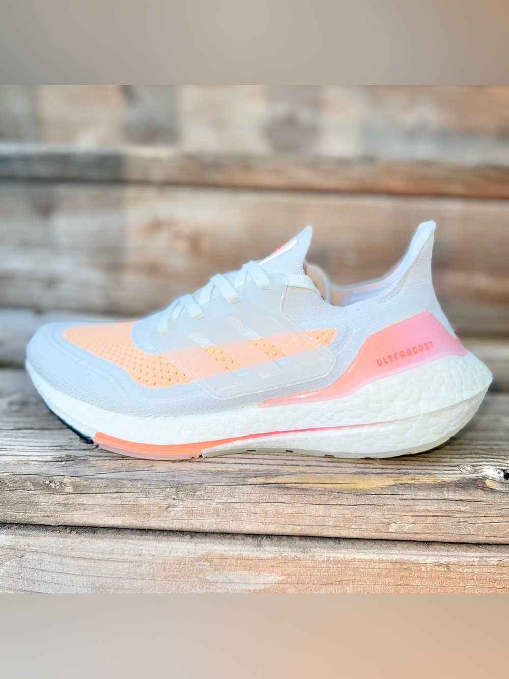 Adidas Ultraboost 21 Primeblue Light Blue Peach Pink Running Sneakers women 6.5